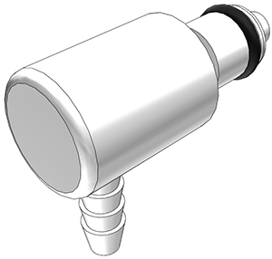 15000 - Stecker Acetal mit Winkel-Schlauchtülle 3,2 mm mit Absperrung, NSF (PMCD2302 NSF)