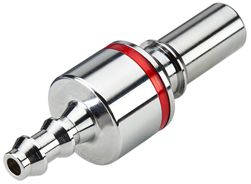 LQ4D22004LRED - Stecker MS-VC mit Locking Schlauchtülle 6,4 mm mit Absperrung, rot, Non-Spill