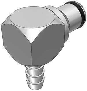 74400 - Stecker MS-VC mit Winkel-Schlauchtülle 6,4 mm ohne Absperrung, NSF (LC23004 NSF)