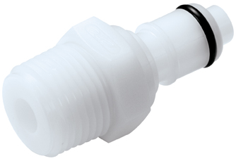 48600 - Stecker Acetal mit konischem AG 3/8" NPT mit Absperrung, NSF (APCD24006 NSF)
