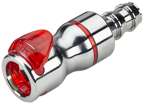 LQ6D17008LRED - Kupplung MS-VC mit Locking Schlauchtülle 12,7 mm mit Absperrung, rot, Non-Spill
