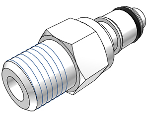 42400 - Stecker Acetal mit konischem AG 1/4" NPT mit Absperrung, NSF (APCD24004 NSF)
