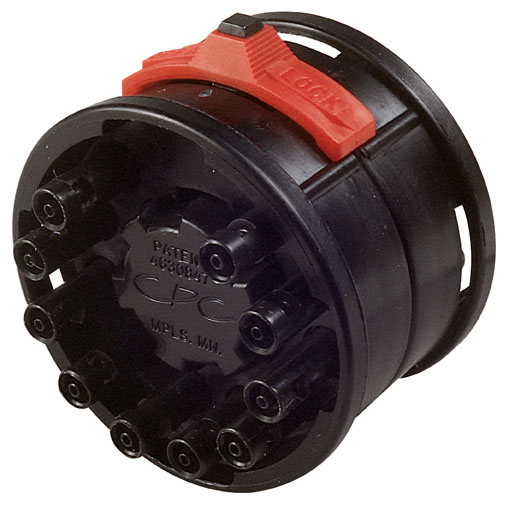 TT1001 - Zehnfachverbinder komplett, Acetal mit 1,6 mm Einsätzen ohne Absperrung