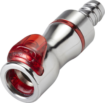 LQ4D17006RED - Kupplung MS-VC mit Schlauchtülle 9,5 mm mit Absperrung, rot, Non-Spill