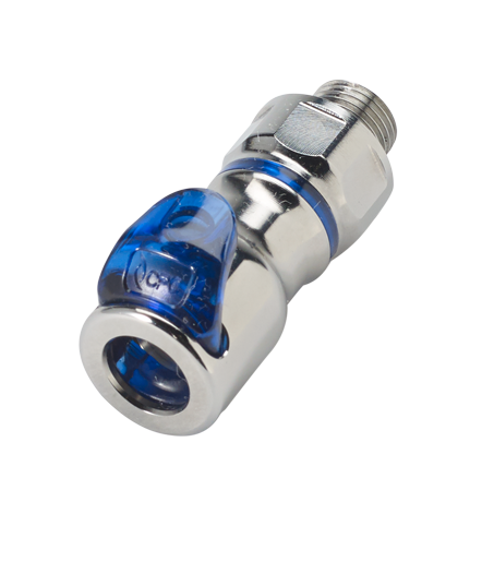 LQ2D3102BLU - Kupplung MS-VC mit AG 1/8" BSPP mit Absperrung, blau, Non-Spill