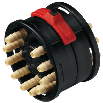 TT100212 - Zehnfachverbinder komplett, Polypropylen mit 3,2 mm Einsätzen ohne Absperrung