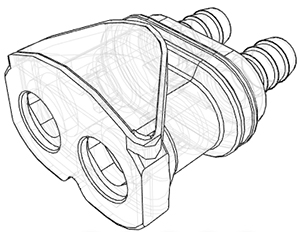 DPCD17006 - Kupplung 2-fach, Acetal m. Schlauchtülle 9,5 mm mit Absperrung
