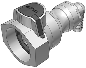 99400 - UDC Kupplung PP mit Winkel-Schlauchtülle 9,5 mm mit Absperrung, EPDM O-Ring