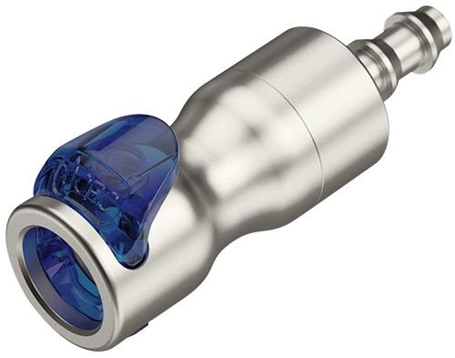 LQ4SD17004LBLU - Kupplung Edelstahl mit Locking Schlauchtülle 6,4 mm, mit Absperrung, blau, Non-Spill