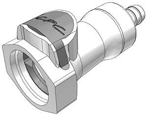 85600 - Kupplung PSU mit Schlauchtülle 9,5 mm mit Absperrung, NSF (HFCD17635 NSF)