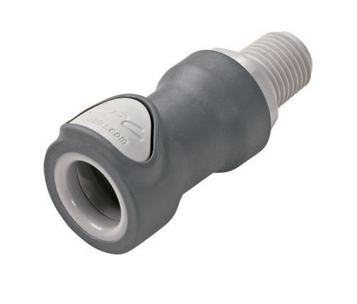 NS4D10004SMZ - Kupplung PP mit konischem AG 1/4" NPT mit Absperrung, Non-Spill Simriz®-Dichtung