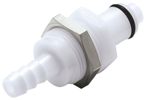 26600 - Stecker Acetal Schott mit Schlauchtülle 6,4 mm mit Absperrung, NSF (PLCD42004 NSF)