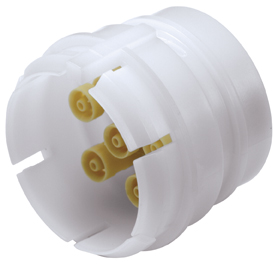 SXM420112 - Sechsfachverb. Stecker Acetal, Schott mit 1,6 mm PP Stecker Einsätzen ohne Absperrung