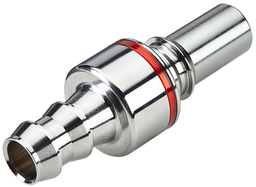 LQ6D22008LRED - Stecker MS-VC mit Locking Schlauchtülle 12,7mm mit Absperrung, rot, Non-Spill