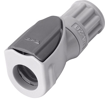 NS1D19042812VHC - Kupplung PP 1/4-28 Flat Bottom IG mit Absperrung, Non-Spill, FKM-Dichtung und Hastelloy-C® Feder