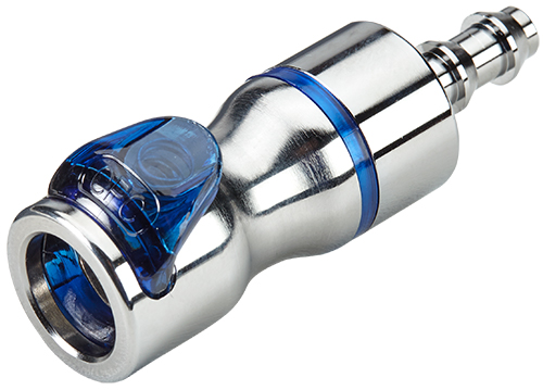 LQ4D17004LBLU - Kupplung MS-VC mit Locking Schlauchtülle 6,4 mm mit Absperrung, blau, Non-Spill