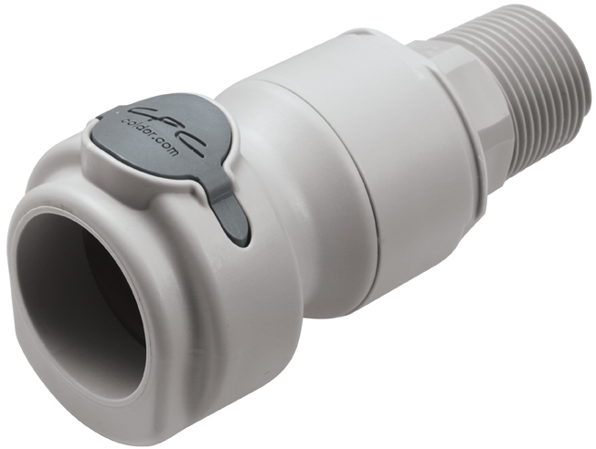 NSHD10012V - Kupplung Polypropylen mit konischem AG 3/4" NPT mit Absperrung, Non-Spill, FKM-Dichtung