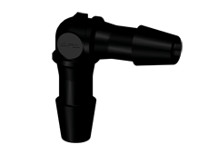 HE331 - Winkel-Schlauchverbinder 2,4 mm, Nylon, schwarz