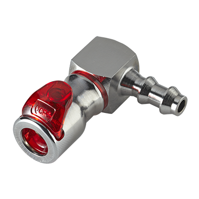 LQ2D3304LREDV - Winkel-Kupplung MS-VC mit Locking Tülle 6,4 mm mit Absperrung, rot, Non-Spill, FKM-Dichtung