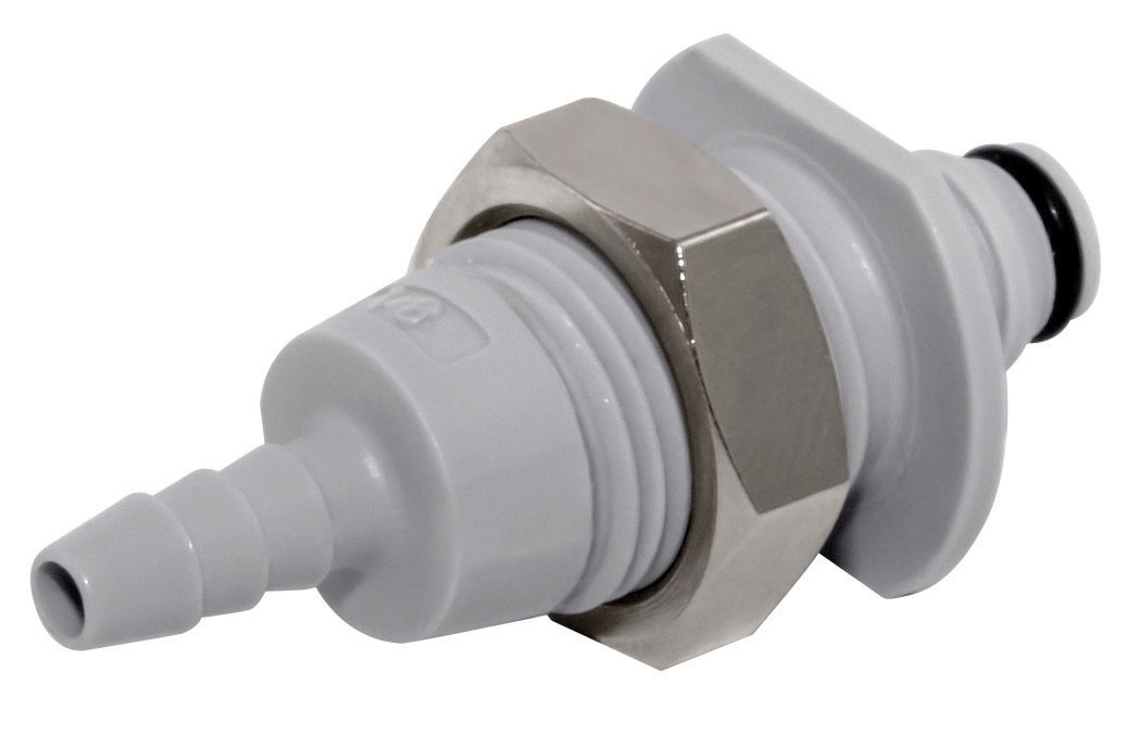 NS1D420212VHC - Stecker PP Schott mit Schlauchtülle 3,2mm mit Absperrung, Non-Spill, FKM-Dichtung und Hastelloy-C® Feder