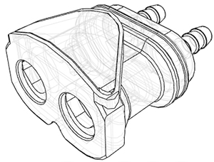 DPCD17004 - Kupplung 2-fach, Acetal m. Schlauchtülle 6,4 mm mit Absperrung