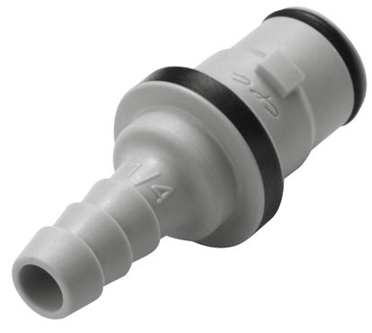 NS2D220412 - Stecker PP mit Schlauchtülle 6,4 mm mit Absperrung, Non-Spill