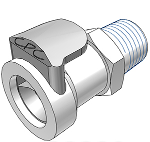 45700 - Kupplung Acetal mit konischem AG 3/8" NPT mit Absperrung, NSF (APCD10006 NSF)