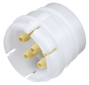 SXM420212 - Sechsfachverb. Stecker Acetal, Schott mit 3,2 mm PP Stecker Einsätzen ohne Absperrung