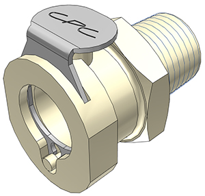 PLCD1000412BSPT - Kupplung PP mit konischem AG 1/4" BSPT mit Absperrung