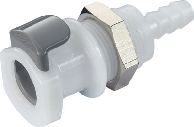 9208200 - Kupplung Acetal Schott mit Schlauchtülle 6,4 mm mit Absperrung, NSF (APCD16004 NSF)