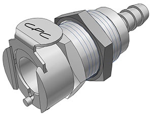 70300 - Kupplung MS-VC Schott mit Schlauchtülle 6,4 mm mit Absperrung, NSF (LCD16004 NSF)