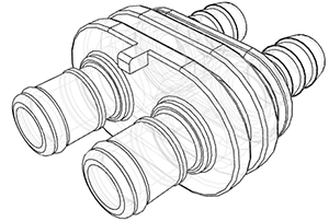 DPC22006 - Stecker 2-fach, Acetal m. Schlauchtülle 9,5 mm ohne Absperrung