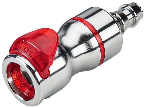 LQ6D17006LRED - Kupplung MS-VC mit Locking Schlauchtülle 9,5 mm mit Absperrung, rot, Non-Spill