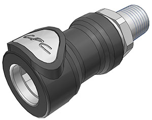 NS4D10004BSPT - Kupplung PP mit konischem AG 1/4" BSPT mit Absperrung, Non-Spill