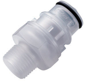 CQHD06200206 - Stecker PP mit 3/8" MNPT mit Absperrung metallfrei, High-Purity