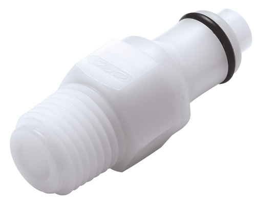 22000 - Stecker Acetal mit konischem AG 1/4" NPT mit Absperrung, NSF (PLCD24004 NSF)