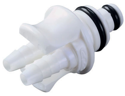 PTC2202096V - Stecker 2-fach, ABS mit Schlauchtüllen 3,2 mm ohne Absperrung, FKM-Dichtung