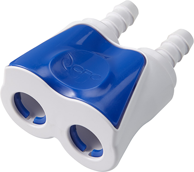 DTLD17004 - Kupplung 2-fach, ABS mit Schlauchtülle 6,4 mm mit Absperrung