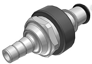 NS4D22004 - Stecker PP mit Schlauchtülle 6,4 mm mit Absperrung, Non-Spill