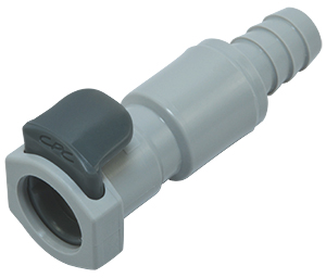 EFCD17612 - Kupplung PP mit Schlauchtülle 9,5 mm mit Absperrung