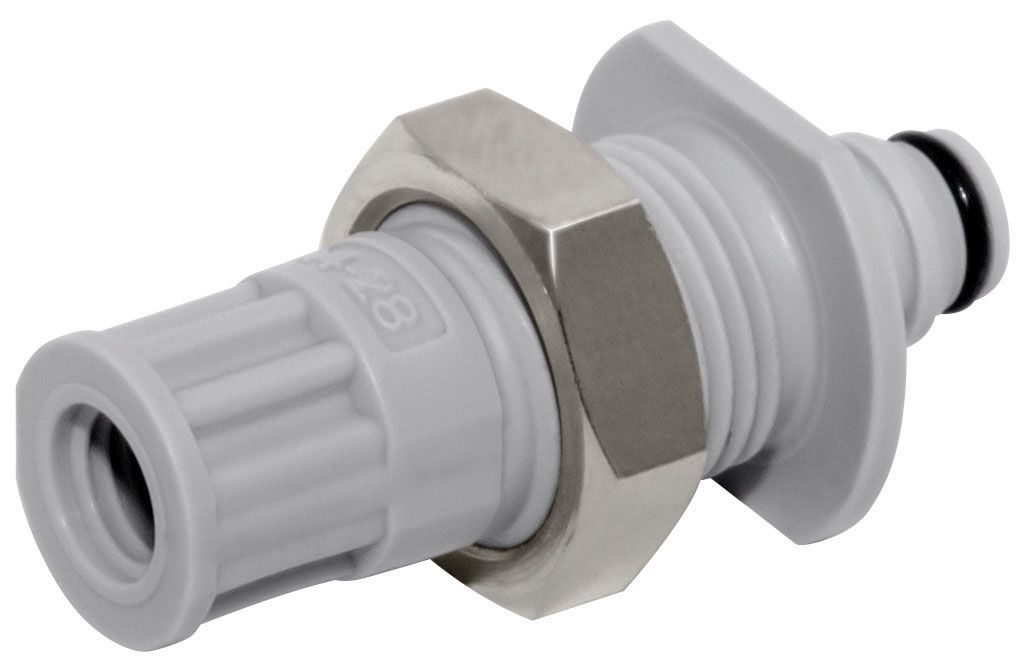 NS1D48042812HC - Stecker PP Schott/Flat Bottom Port mit Absperrung, Non-Spill, Hastelloy-C® Feder