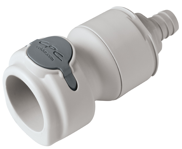 NSHD17008 - Kupplung Polypropylen mit Schlauchtülle 12,7 mm mit Absperrung, Non-Spill